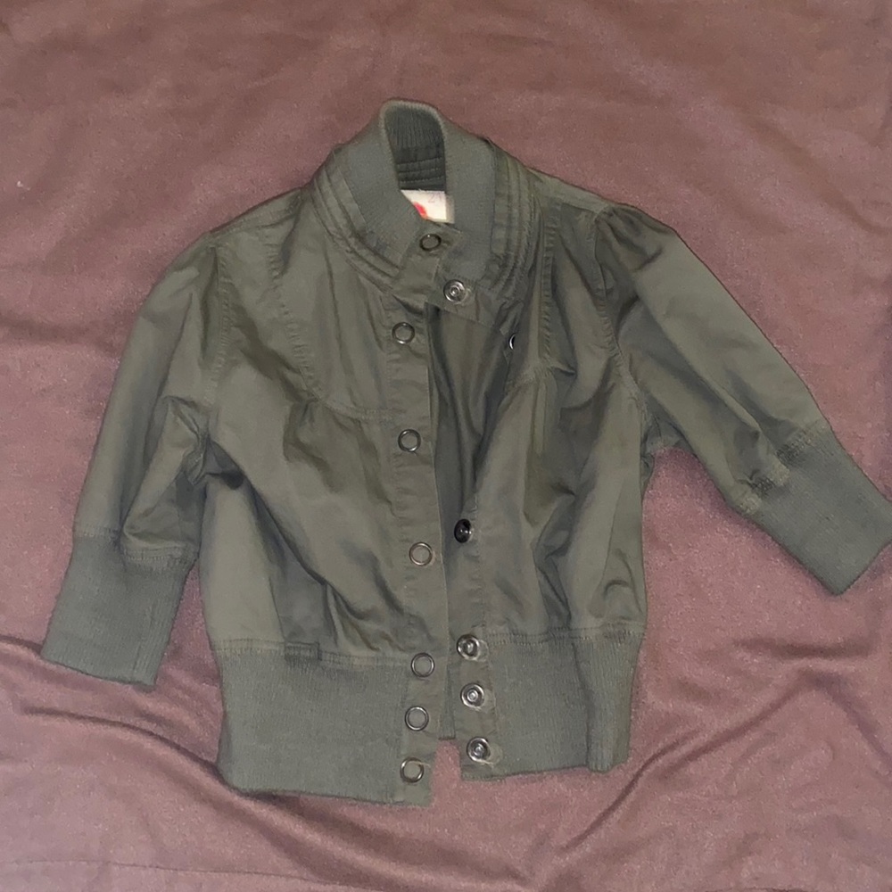 Green Midsleeve Bomber jacket